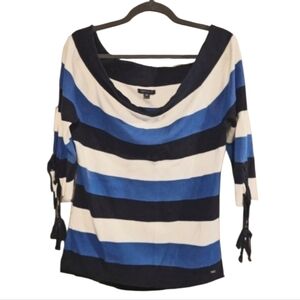 TOMMY HILFIGER Womens Blue Stripe Summer Sweater Size XL
